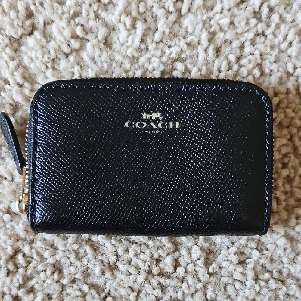 Coach Black Textured Leather Card Holder